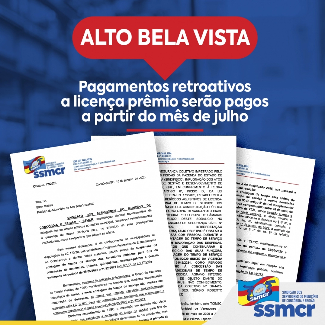 Alto Bela Vista volta a contabilizar tempo de serviço par...