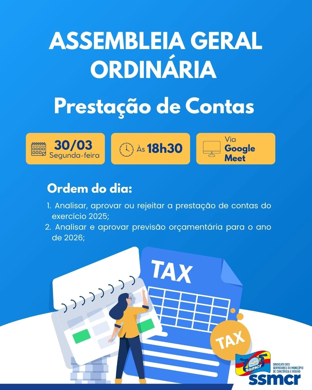 📢 ASSEMBLEIA ORDINÁRIA – PRESTAÇÃO DE CONTAS SSMCR